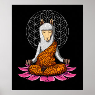 Póster Llama Yoga Zen Alpaca Meditación Animal