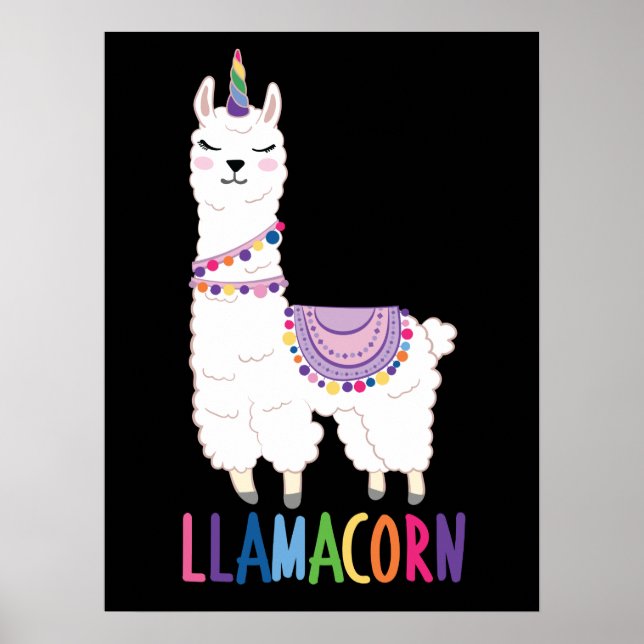 Póster Llamacorn - Funny Unicorn Llama (Frente)