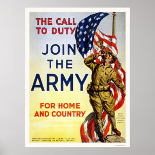 Póster Llamada al deber - únase a al ejército para el