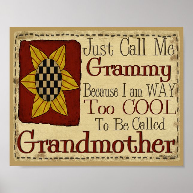 Póster Llámame Grammy, soy demasiado Guay para la abuela. (Frente)