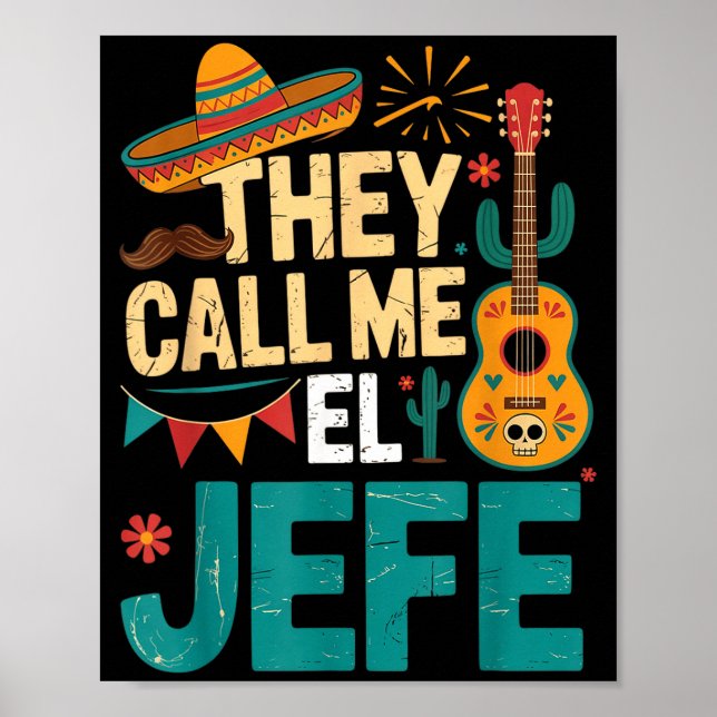 Póster Llamar al jefe guitarra cinco de mayo hombres chic (Frente)