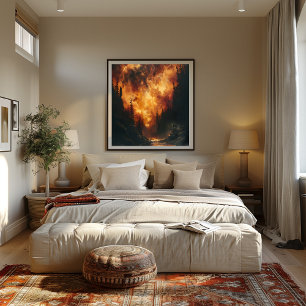 Póster Llamarada Lunar: Amanecer Surrealista Bicolor