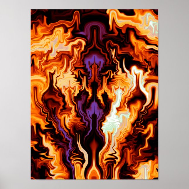 Póster Llamas Coloridas Fractal (Frente)