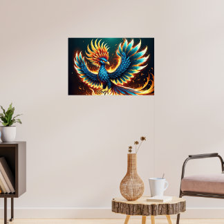 Póster Llamas de la Majestuosa Cresta del Fénix