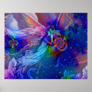 Póster Llamas gemelas que suben en cielo - poster