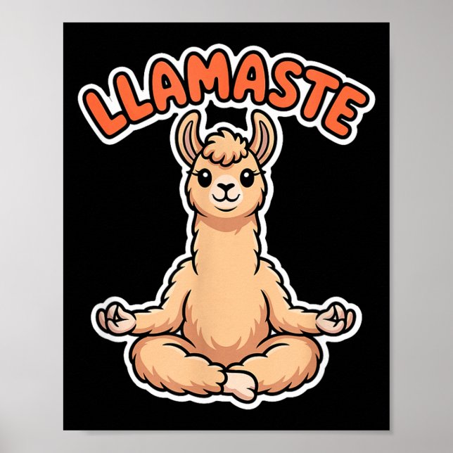 Póster Llamaste Funny Meditating Llama Cute Yoga Animal D (Frente)