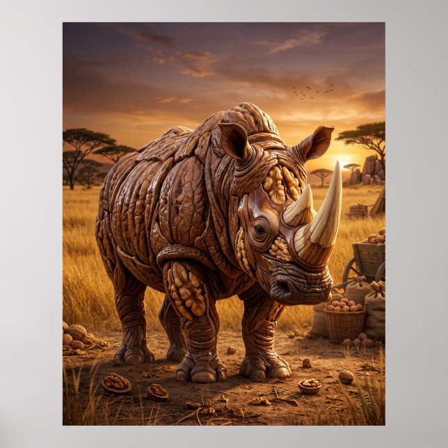 Póster Llanuras del Rinoceronte de Nogal (Frente)
