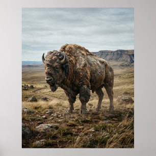 Póster Llanuras interminables del bisonte de piedra