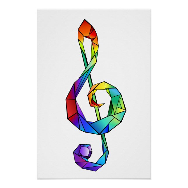 Póster Llave musical de sol arcoíris (Anverso)
