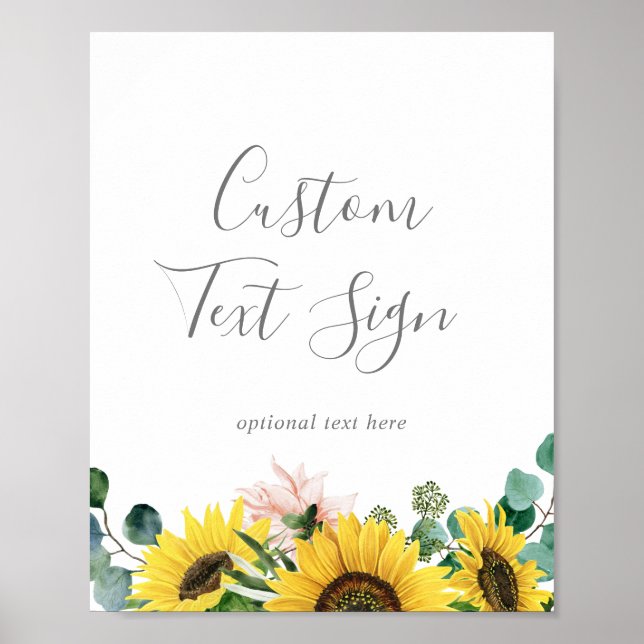 Póster Llaveros y tarjetas de girasol rústico con texto p (Frente)