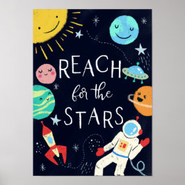 Póster Llega a las Estrellas Planetas Galaxia Bonita Guar
