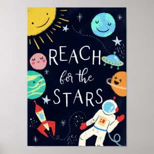 Póster Llega a las Estrellas Planetas Galaxia Bonita Guar