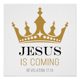 Póster Llega JESÚS - Revelación 17:14 Fe cristiana