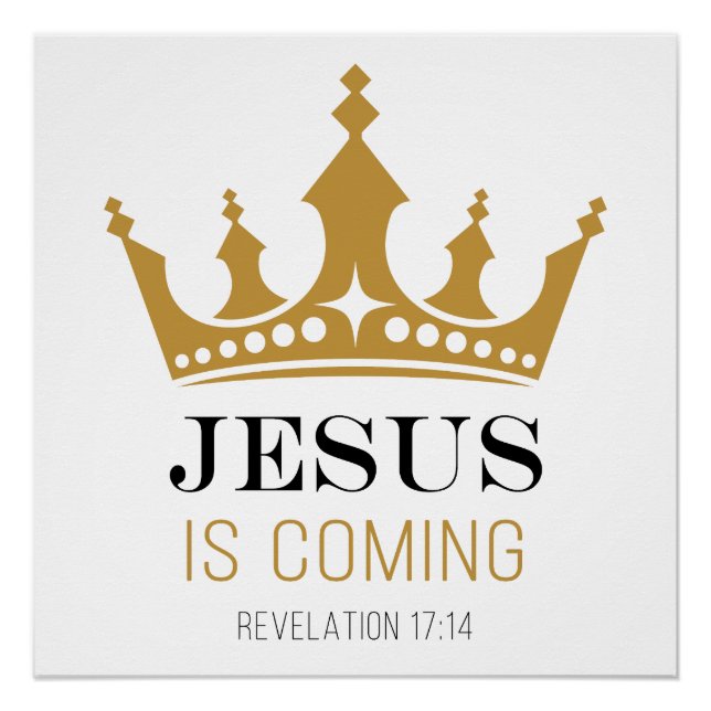Póster Llega JESÚS - Revelación 17:14 Fe cristiana (Anverso)
