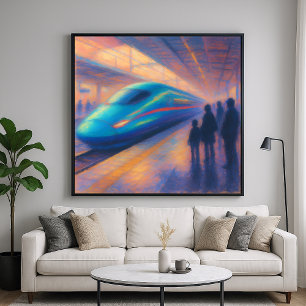 Póster Llegada al tren de bala - Estilo de pintura Pastel