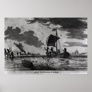 Póster Llegada de los ingleses a Roanoke