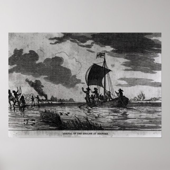 Póster Llegada de los ingleses a Roanoke (Frente)