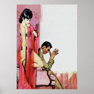 Póster Llegamos tarde, apúrate Retro Vintage Pulp Cover A