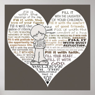 Póster Llena tu corazón-oscuro marrón