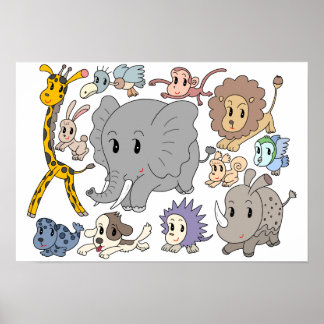 Póster ¡Lleno de energía! Doce animales alegres.