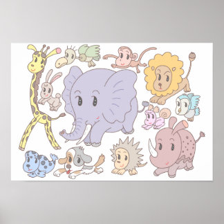 Póster ¡Lleno de energía! Doce animales alegres.