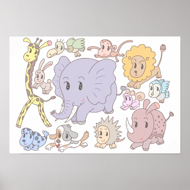 Póster ¡Lleno de energía! Doce animales alegres. (Frente)