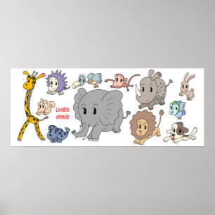 Póster ¡Lleno de energía! Doce animales alegres.