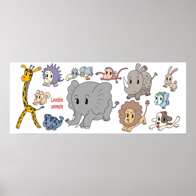 Póster ¡Lleno de energía! Doce animales alegres. (Frente)