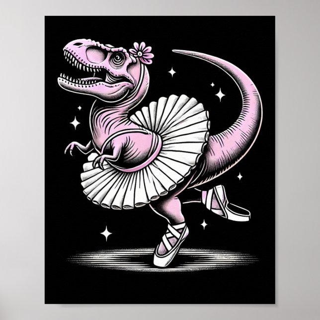 Póster Llet Dancing T-rex In Tutu And Slippers  (Frente)