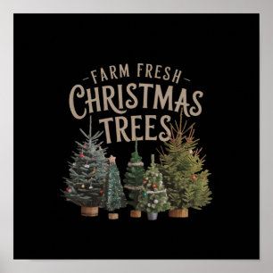 Póster Lleva a casa árboles de Navidad frescos de granja