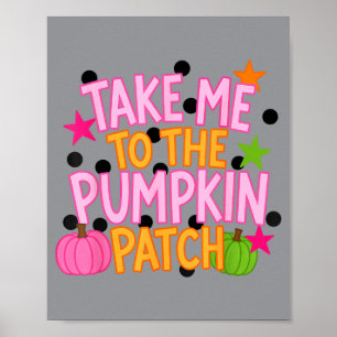 Póster Lleva Al Parche De Calabazas Halloween Cosecha De