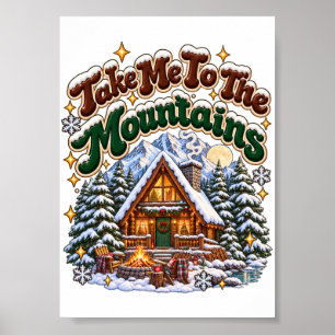 Póster Llévame a las Montañas Cabaña Acogedora de Inviern