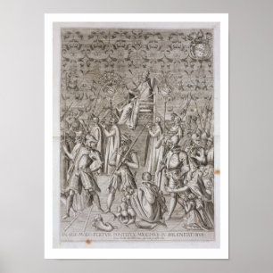 Póster Llevan a papa Sixto V (1521-90) a la ceremonia
