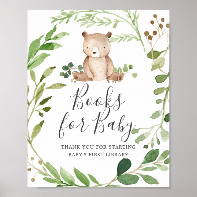 Póster Llevar Libros De Baby Shower Para El Rótulo De Beb (Frente)