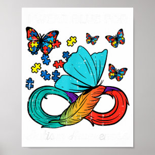 Póster Llevo Azul Para La Conciencia Del Autismo Mariposa