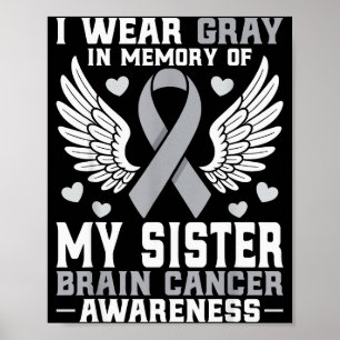 Póster Llevo Gris En Memoria De Mi Hermana Cáncer Cerebra