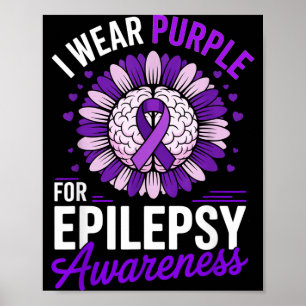 Póster Llevo Morado para Conciencia de Epilepsia Cerebro
