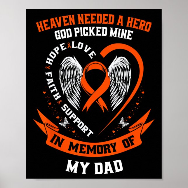 Póster Llevo Naranja en memoria de mi papá Leukemia Aware (Frente)