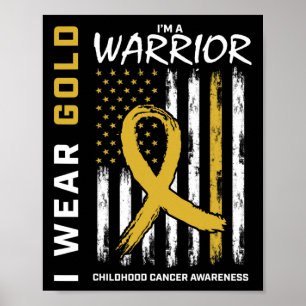 Póster Llevo oro guerrero Conciencia del cáncer infantil