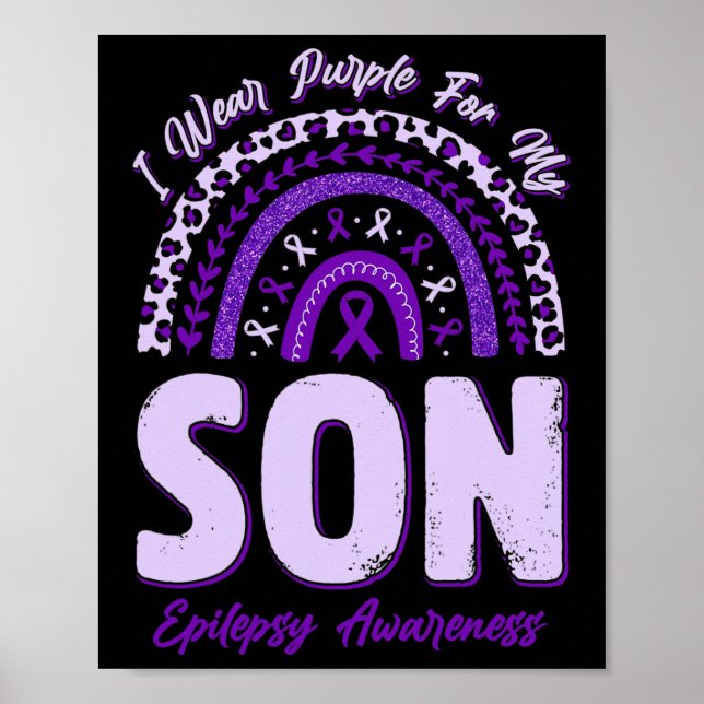 Póster Llevo Púrpura Para Mi Hijo Epilepsia Awareness Rai (Frente)
