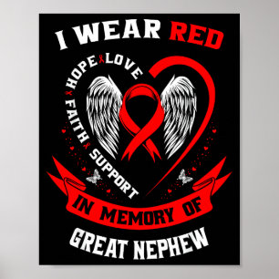 Póster Llevo Rojo En Memoria De La Enfermedad Cardíaca De