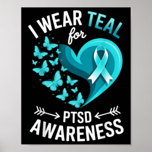 Póster Llevo Verde Teal Para Conciencia De Estrés Postrau