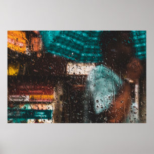 Póster Lluvia agua húmeda naturaleza de la ventana de got