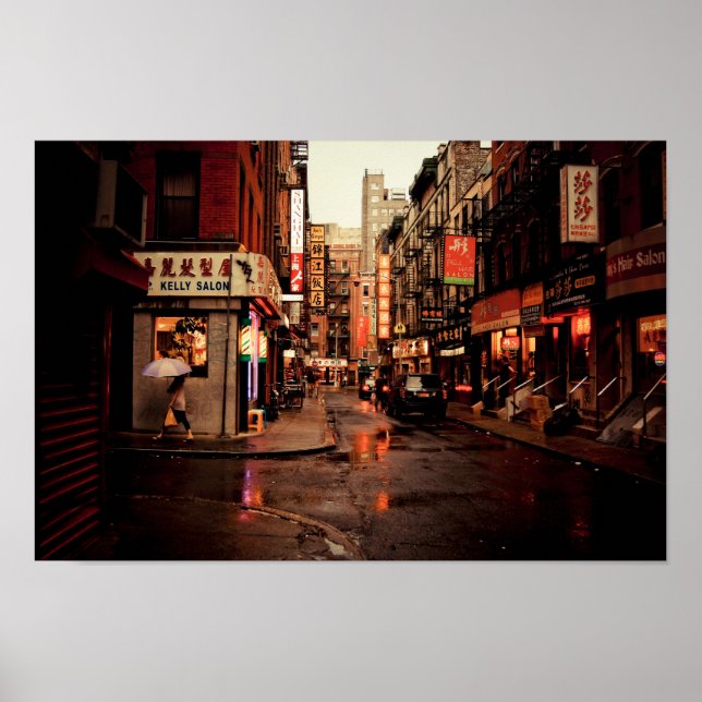 Póster Lluvia - Chinatown - Nueva York (Frente)