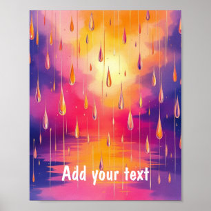 Póster Lluvia colorida Caída de la Naturaleza acuarela