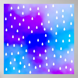 Póster Lluvia con cielo azul y violeta nublado.
