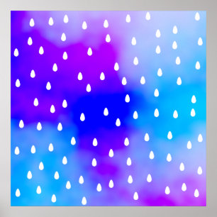 Póster Lluvia con el cielo nublado azul y púrpura