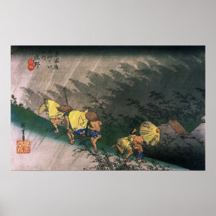 Póster Lluvia conductora en Shöno Utagawa Hiroshige 1833