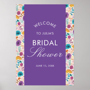 Póster Lluvia de Amor Rosa Romántica Floral Bridal Shower