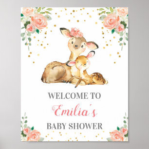 Póster Lluvia de bienvenida para baby shower de niña en b